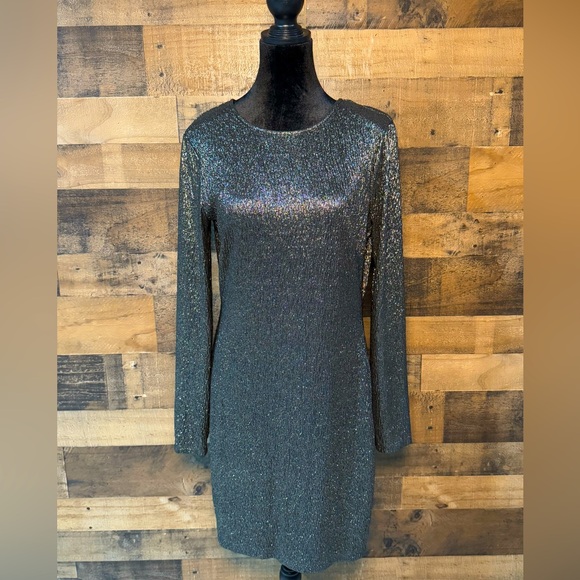 NEW NWT MK Michael Kors Metallic Jacquard Dress Black Gold Size M Medium AB 506 - Picture 3 of 13
